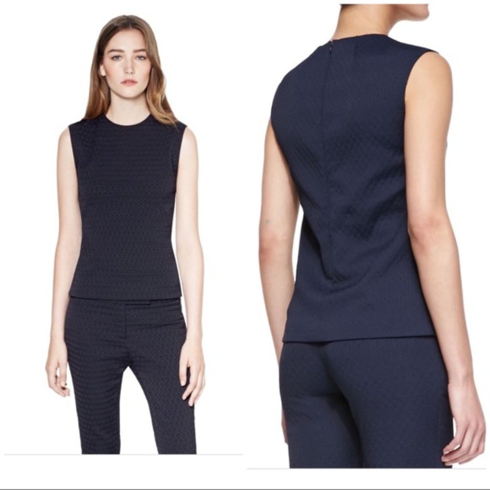 ▪️THEORY▪️ Sleeveless Jacquard Top Deep Navy Blouse XSP